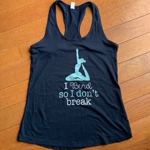 Navy blue Yoga tank “I Bend so I don’t break” size Medium